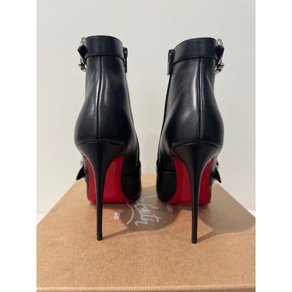 Christian Louboutin Giddylina 100mm Black Leather Buckle Ankle Boots Size 39 - Picture 6 of 10